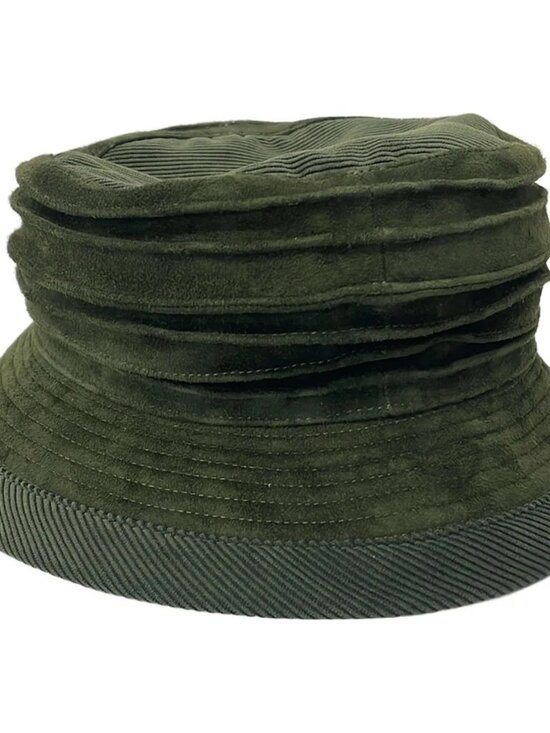 HERMES - Khaki deerskin Corduroy Hat main image 4